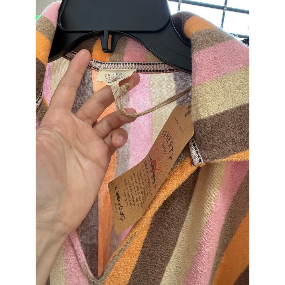 SMALL Faherty Cabana Long Sleeve Towel Terry Minidress - Picture 5 of 5